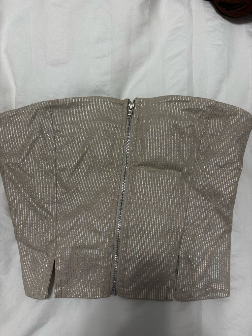 Shimmer Metallic Champagne Cropped Top NEW